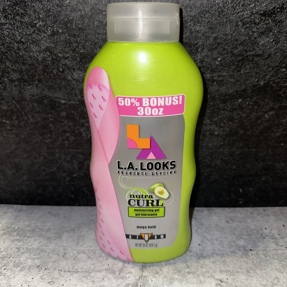 LA Looks Nutra Curl Perfect Curl Hair Gel, Level Mega 8 Hold, Clear, 30oz JUMBO